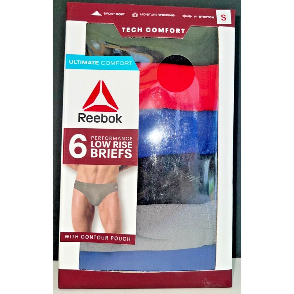 6 Pack Medium Men’s Reebok Low Rise Performance Briefs Size S Contour Pouch